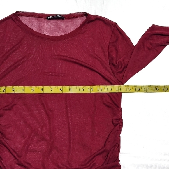 ZARA Pink Ruched Sheer Longsleeved   Top - Picture 5 of 5